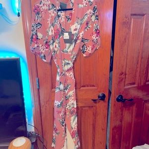 Night walker long floral print wrap dress
